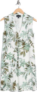 Connected Apparel Pleat Front Floral Print Babydoll Dress