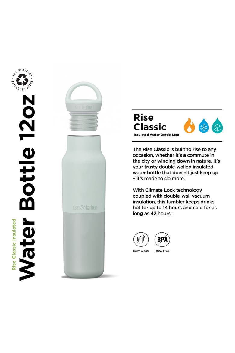 12oz Rise Classic Insulated Water Bottle with Arch Loop Cap, Alternate, color, Barely Blue