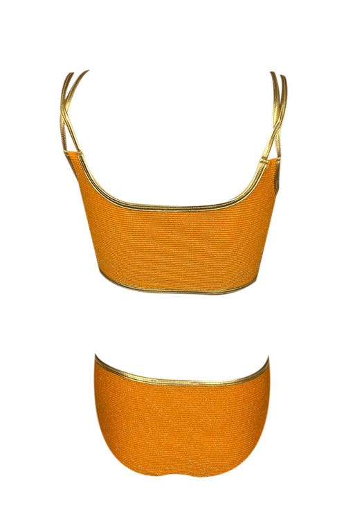 Nessi Byrd Kids' Cross Straps Orange Two-piece Swimsuit