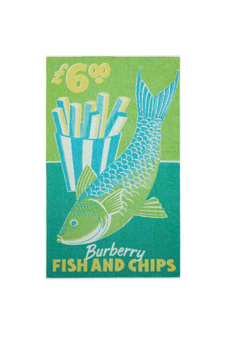Fish and Chips Cotton Towel, Alternate, color, Iguana green