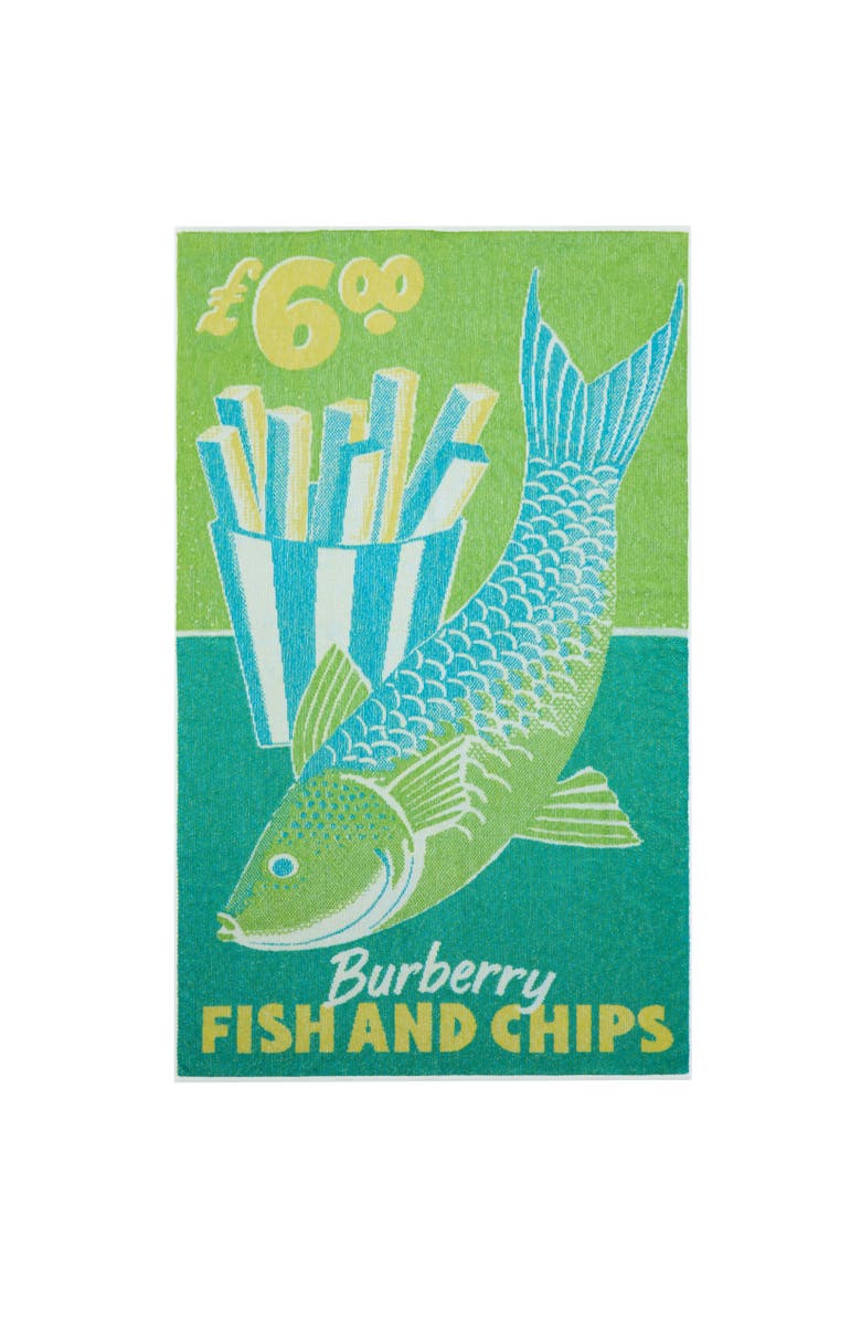 Burberry Fish and Chips Cotton Towel, Alternate, color, Iguana Green