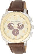 Lucky Brand Octagonal Leather Strap Watch, 44mm