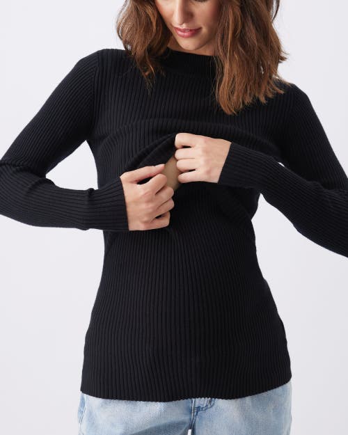 Ripe Maternity Lift Up Nursing Knit Sweater In Black