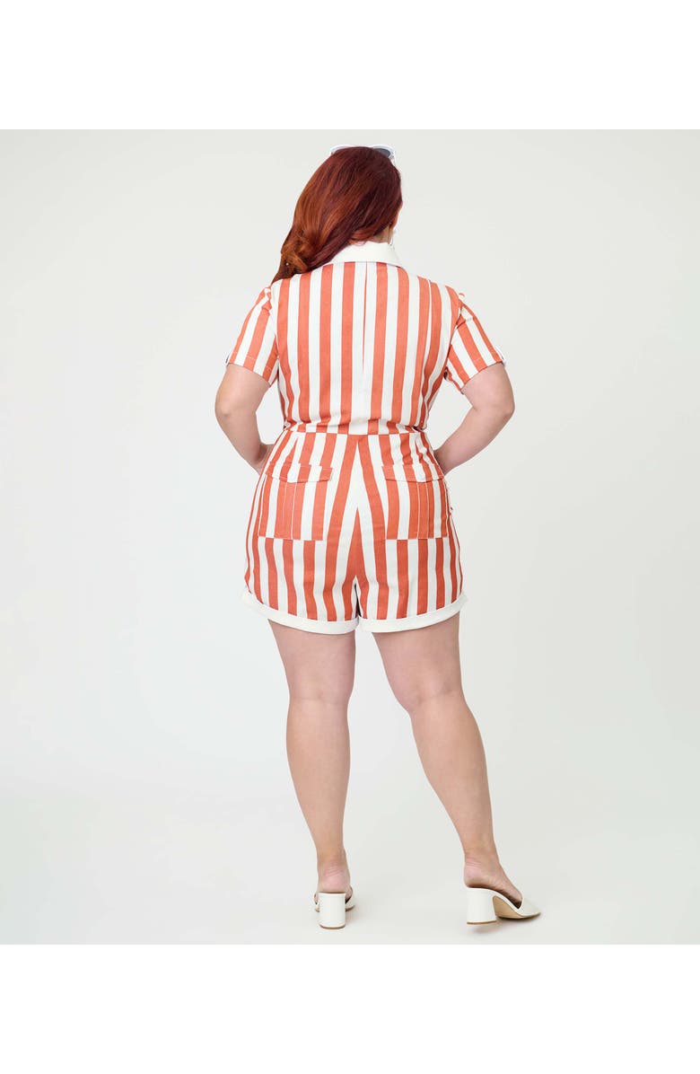 Unique Vintage Plus Size 1960s Mia Romper, Alternate, color, Red & Ivory Stripe