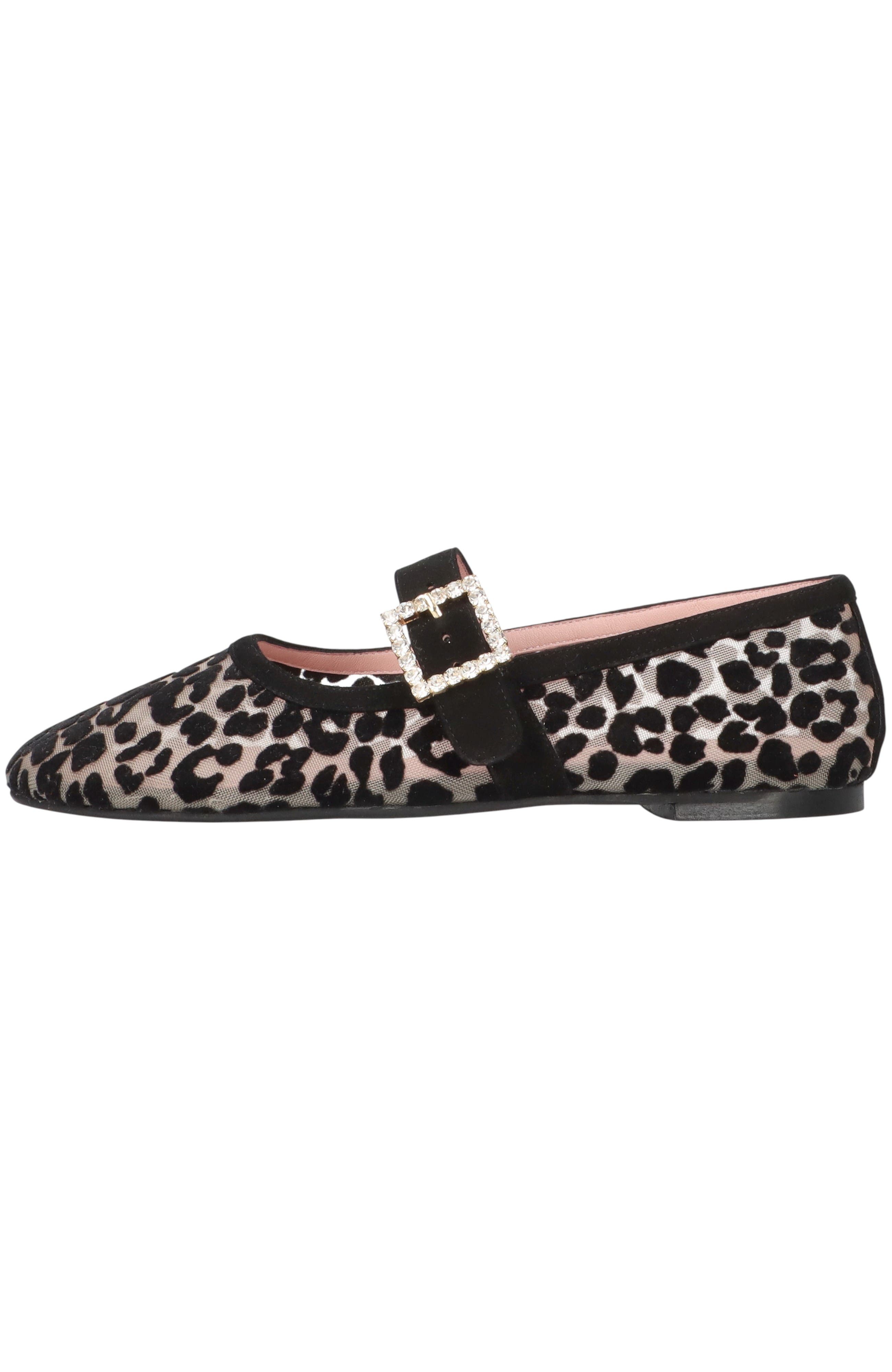 Pretty Ballerinas Leopard Mesh Crystal Buckle Ballet Flat, Main, color, Khaki