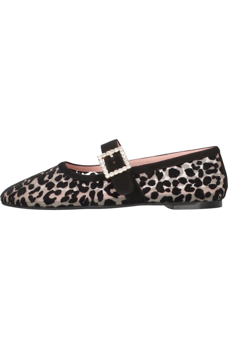 Pretty Ballerinas Leopard Mesh Crystal Buckle Ballet Flat, Main, color, Khaki
