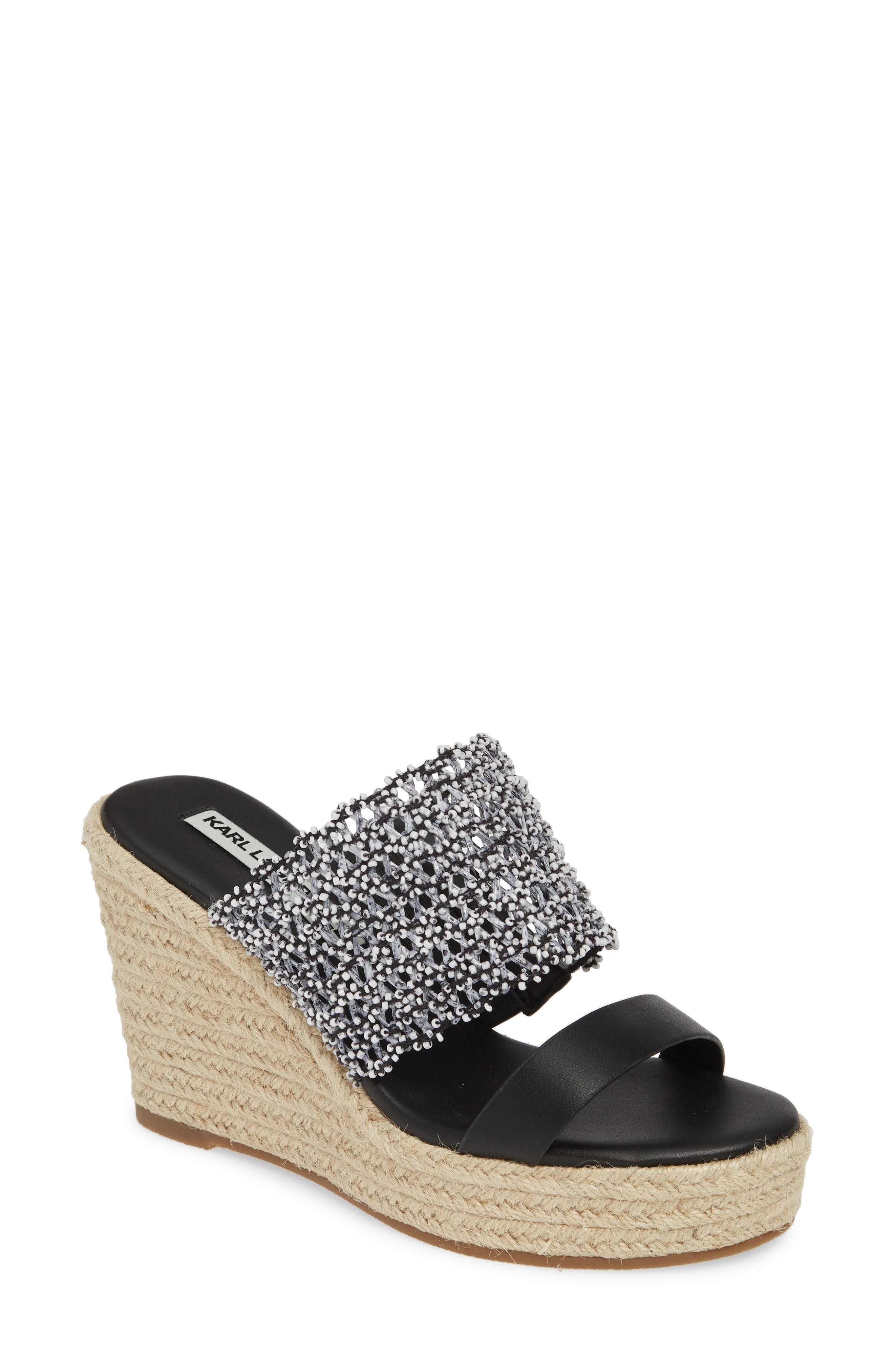 KARL LAGERFELD PARIS Celie Espadrille Wedge Slide Sandal, Main, color, 