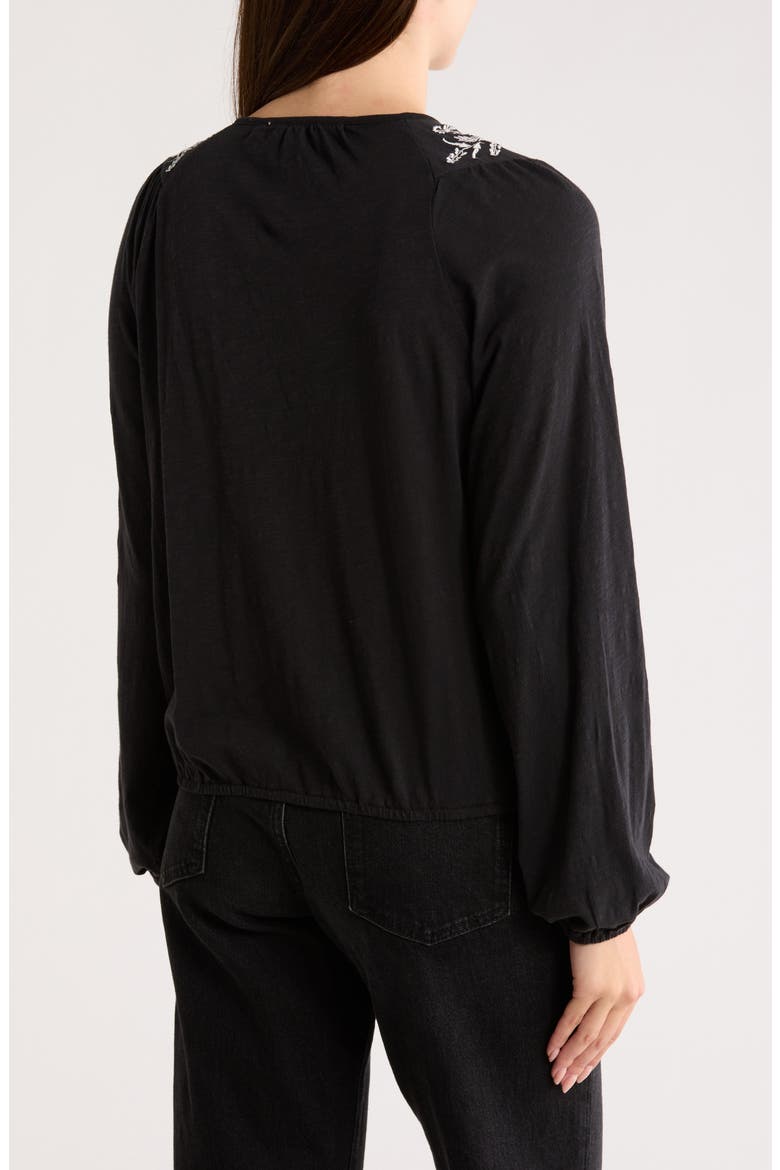 Tie Neck Bubble Hem Top, Alternate, color, CAVIAR