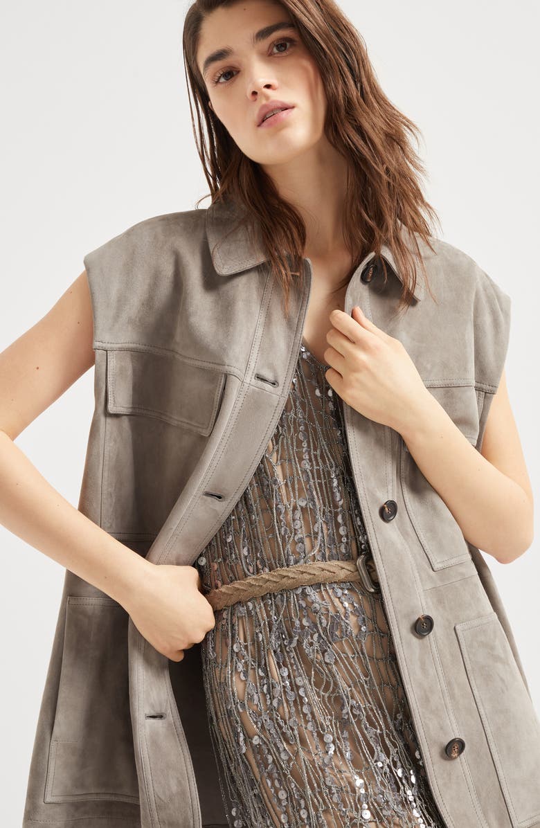Brunello Cucinelli Couture suede vest, Alternate, color, 