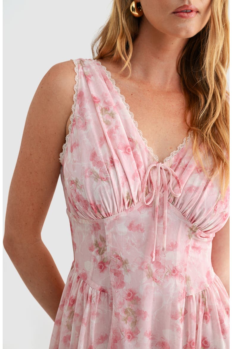 Floral Sleeveless Fit & Flare Chiffon Midi Dress, Alternate, color, PINK FLORAL
