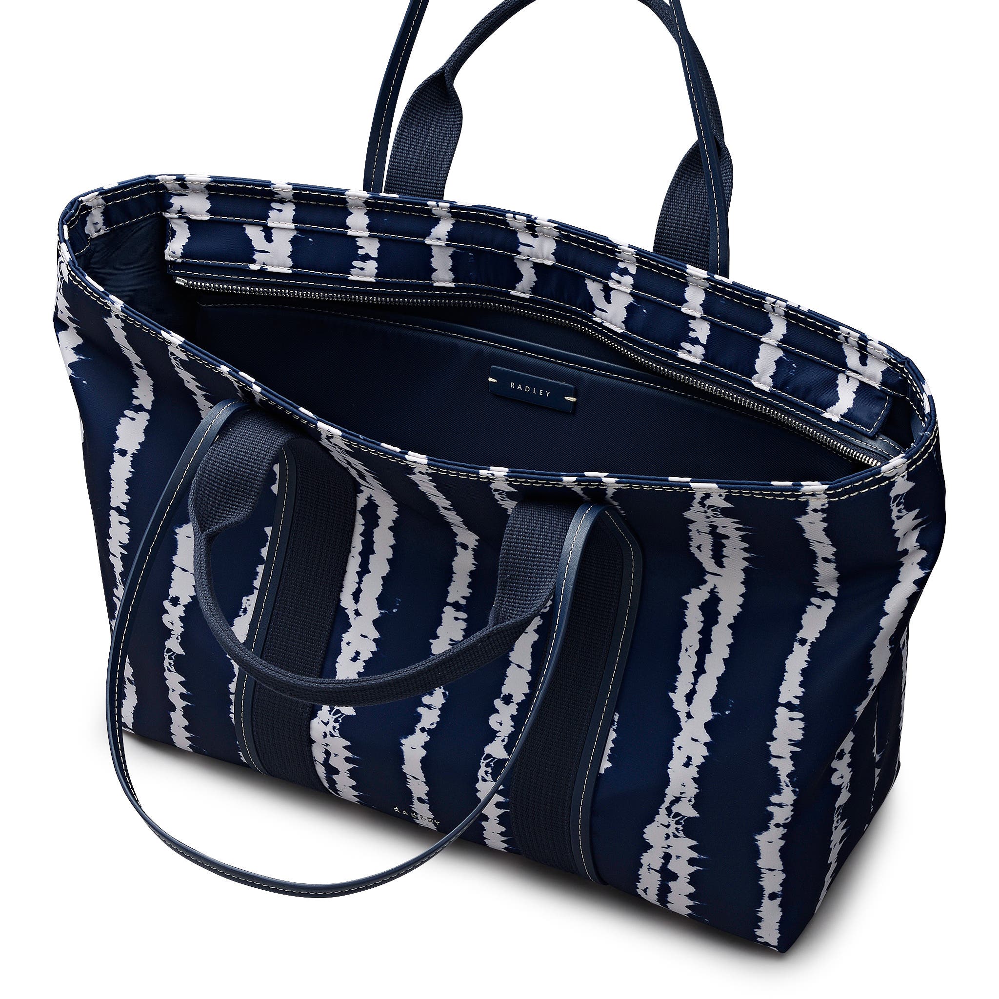 Radley Halley Row - Tie Dye Stripe Large Ziptop Tote Bag, Alternate, color, Naval