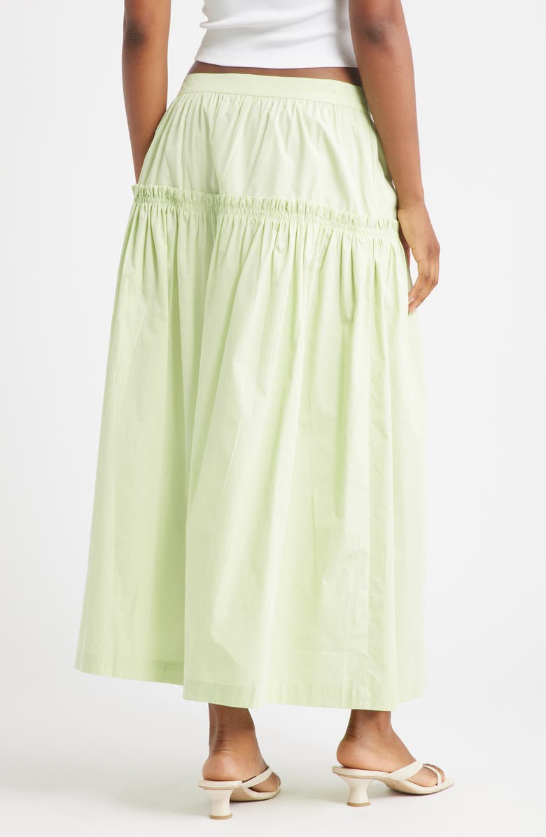 Topshop Ruffle Seam Poplin Maxi Skirt, Alternate, color, Mid Green