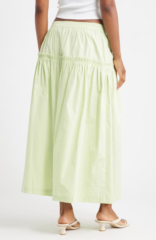 Topshop Ruffle Seam Poplin Maxi Skirt In Green