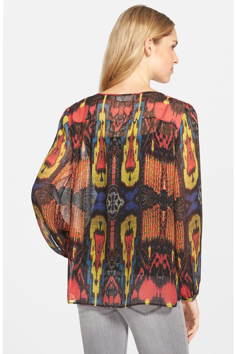 'Prairie Tapestry' Peasant Blouse, Alternate, color, CAMPFIRE RED