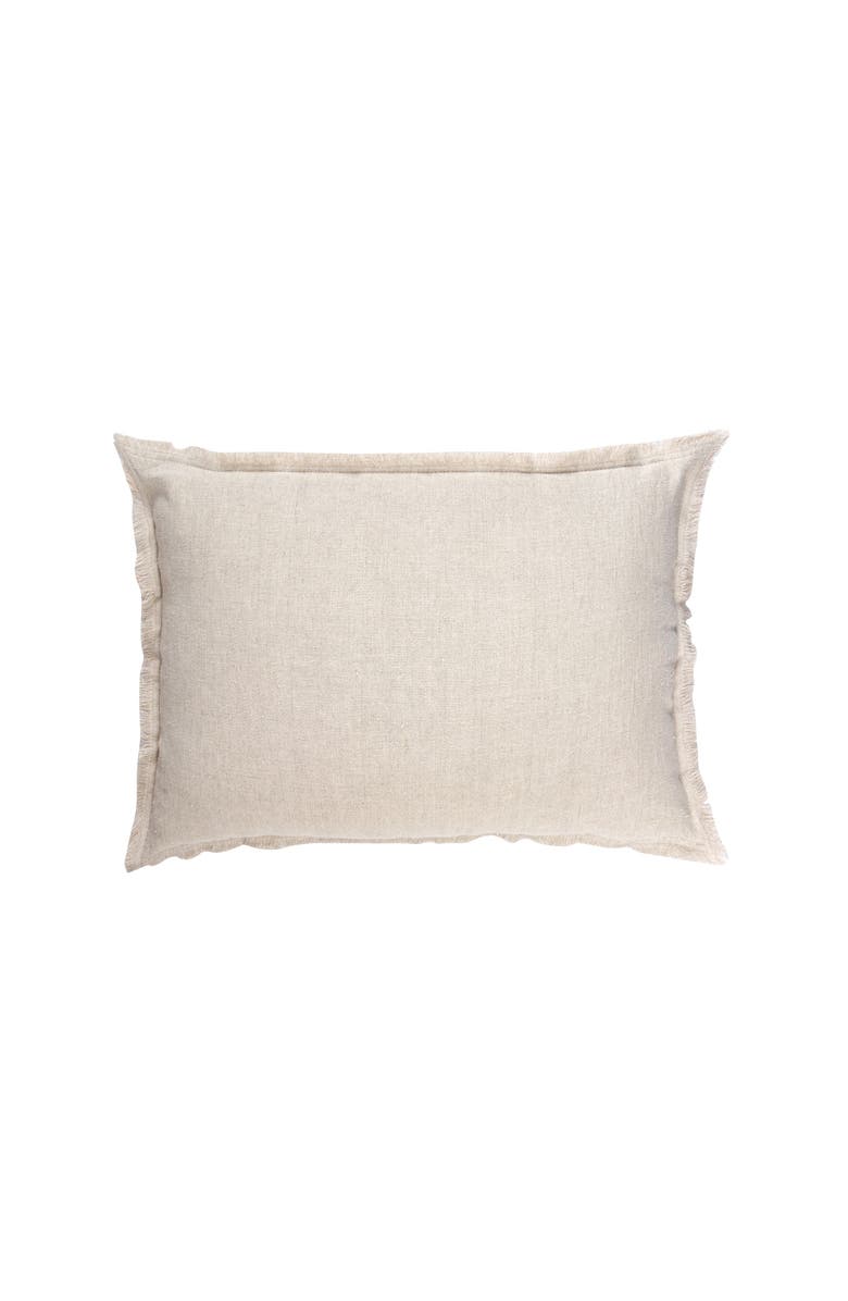 Anaya Natural Beige Fringe Dutch Euro Linen Pillow with Down Alternative Insert, Main, color, Beige