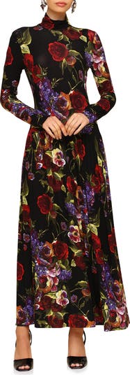 Avec Les Filles Floral Long Sleeve Jersey Maxi Dress Nordstrom