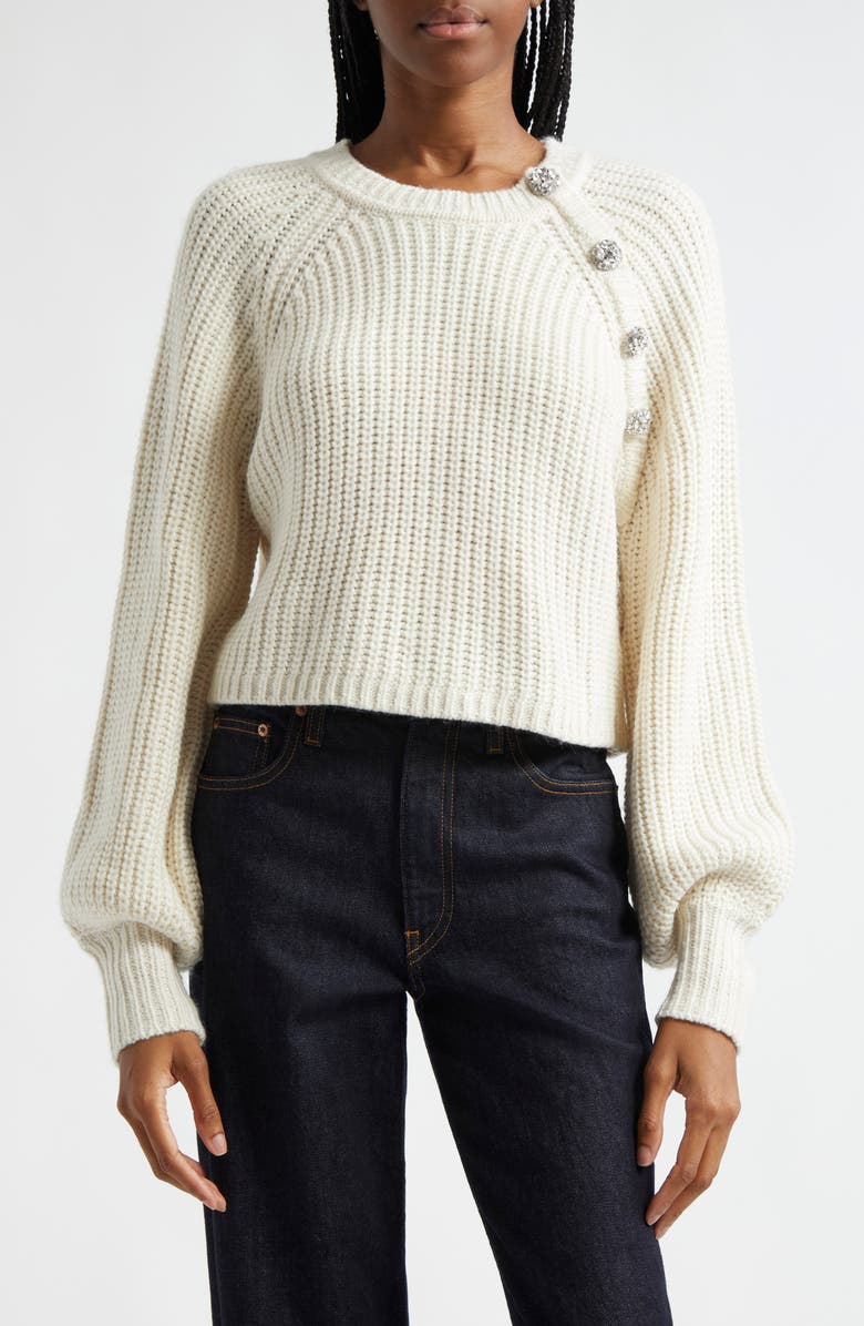 Cinq à Sept Keren Rhineston Button Sweater, Main, color, 