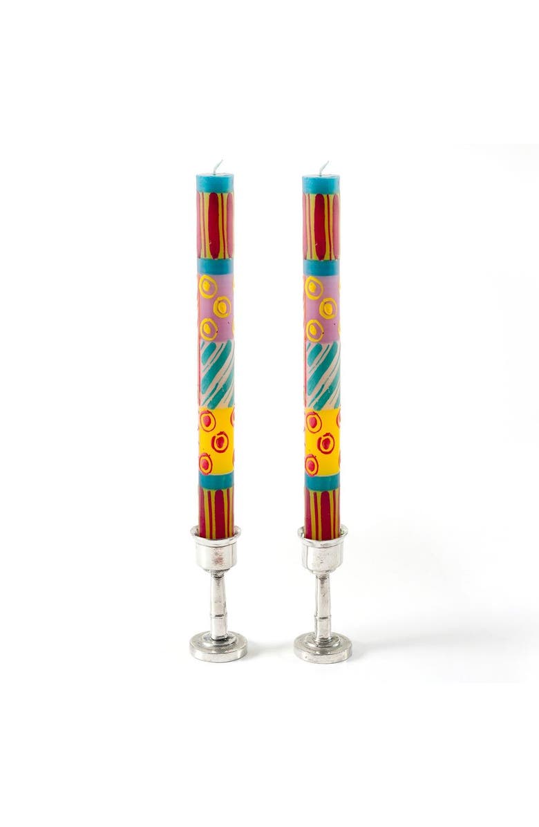 Thumbprint Artifacts Carousel Painted Candles - Set of 2, Main, color, Carousel - 9"