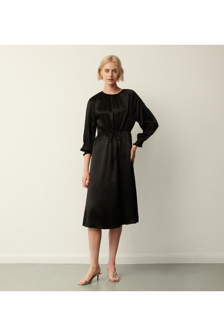 Florian 3/4 Sleeve Round Neck Midi Dress, Main, color, Black