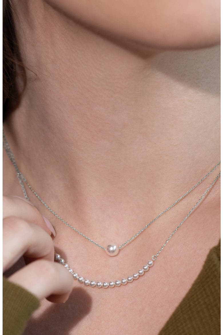 Sterling Silver 18k Gold Plated Abby Single Pearl Necklace Minimal, Alternate, color, Silver