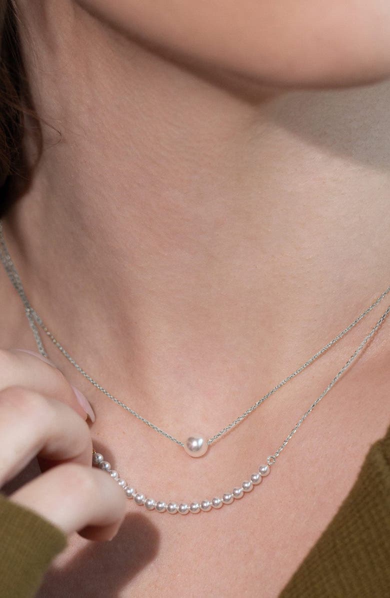 Bearfruit Jewelry Sterling Silver 18k Gold Plated Abby Single Pearl Necklace Holiday Gift Idea, Alternate, color, Silver