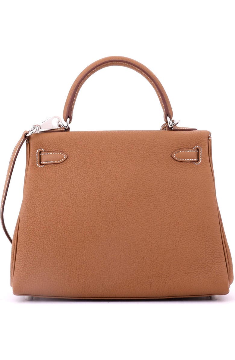 Pre-Owned Hermes Kelly Handbag Brown Togo with Palladium Hardware 25, Alternate, color, Gold