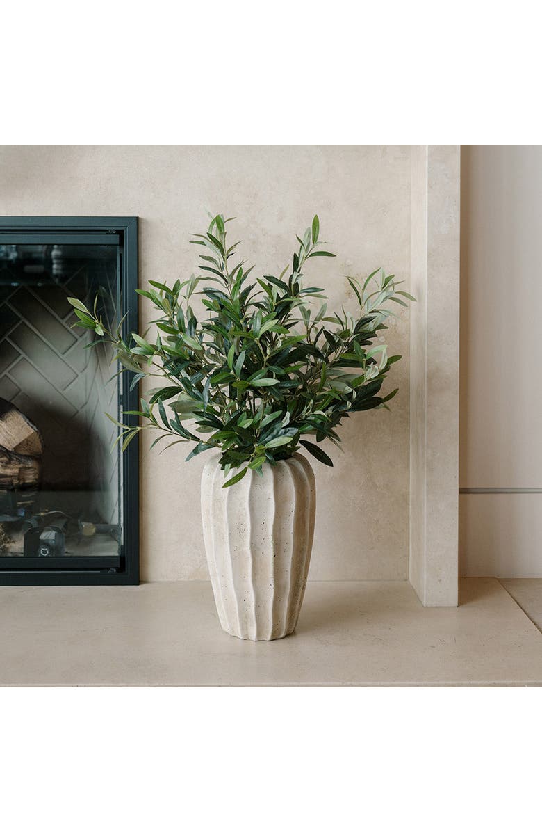 CG Hunter 30" Faux Olive Arrangement in Artisan Vase, Alternate, color, Crème