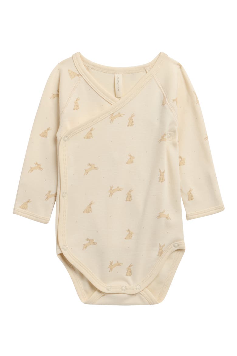 Bunny Print Long Sleeve Bodysuit, Main, color, NATURAL
