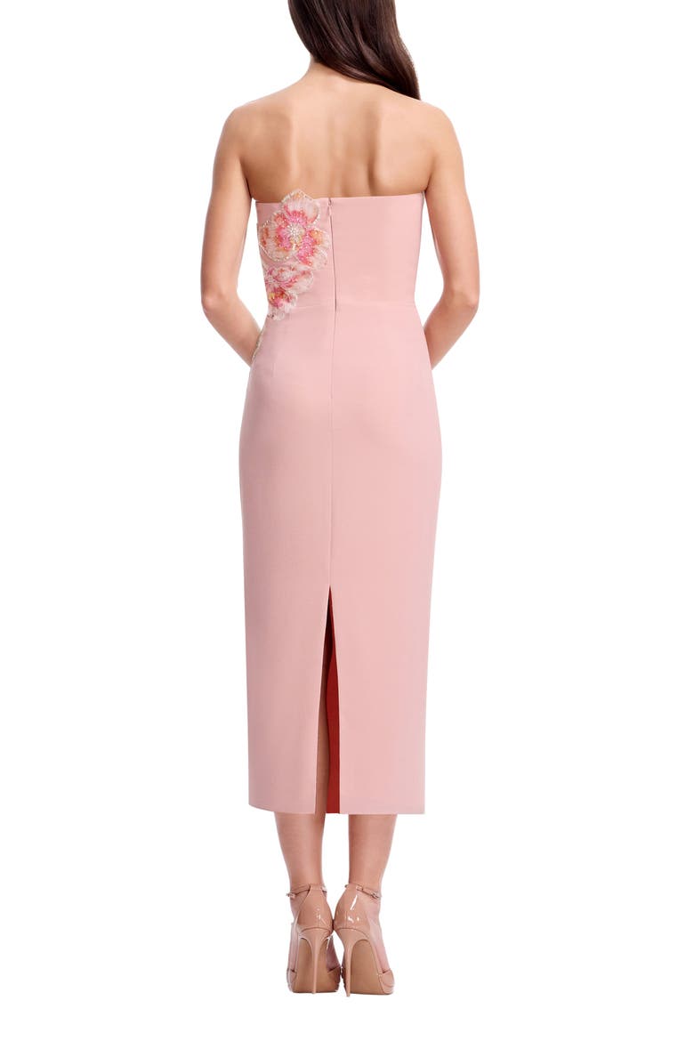 Viviana Strapless Bodycon Tea Length Dress, Alternate, color, BLUSH MULTI