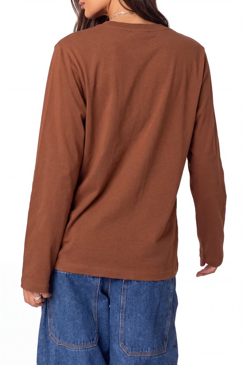 Relaxed Fit Long Sleeve Organic Cotton Layering T-Shirt, Alternate, color, Brown