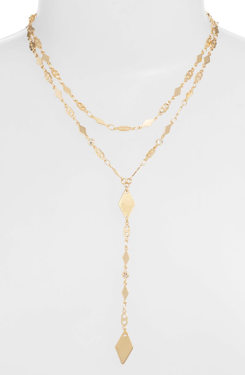 Ettika Layered Lariat Necklace, Alternate, color, Gold