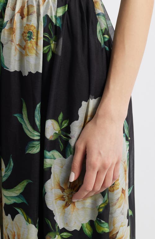 Lulus Logan Floral Fit & Flare Cocktail Dress In Black Floral