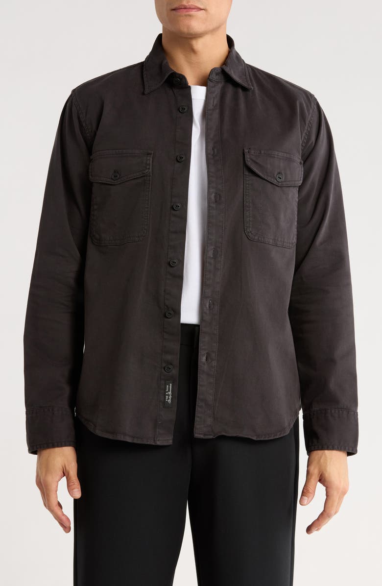 rag & bone Jack Stretch Cotton Shirt Jacket, Main, color, Black