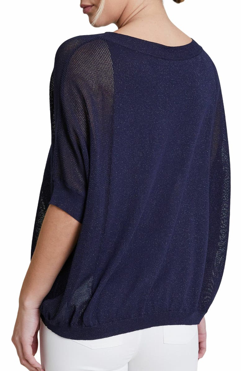Santorelli Levi Short Sleeve Mesh Knit with Lurex, Alternate, color, Midnight