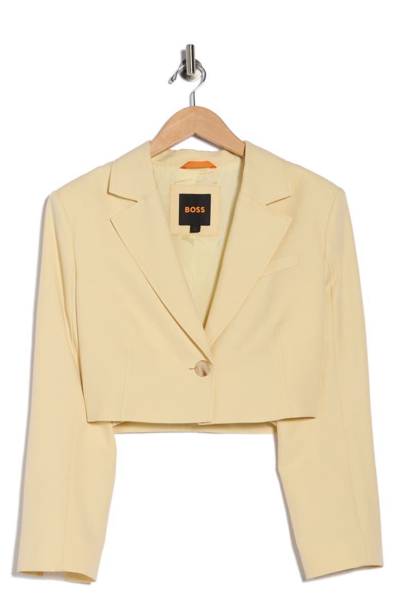 BOSS Orange Jasao Crop Blazer, Main, color, Bright Yellow