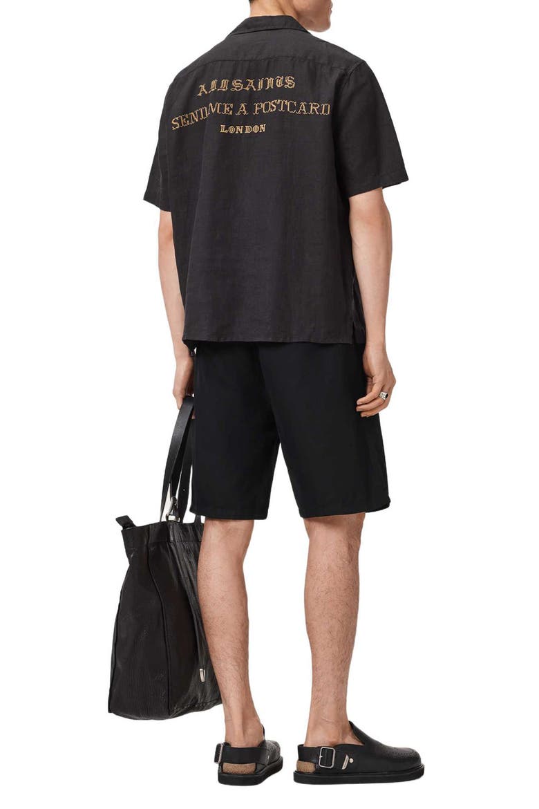 Corbett Cotton & Linen Shorts, Alternate, color, ORCA BLACK