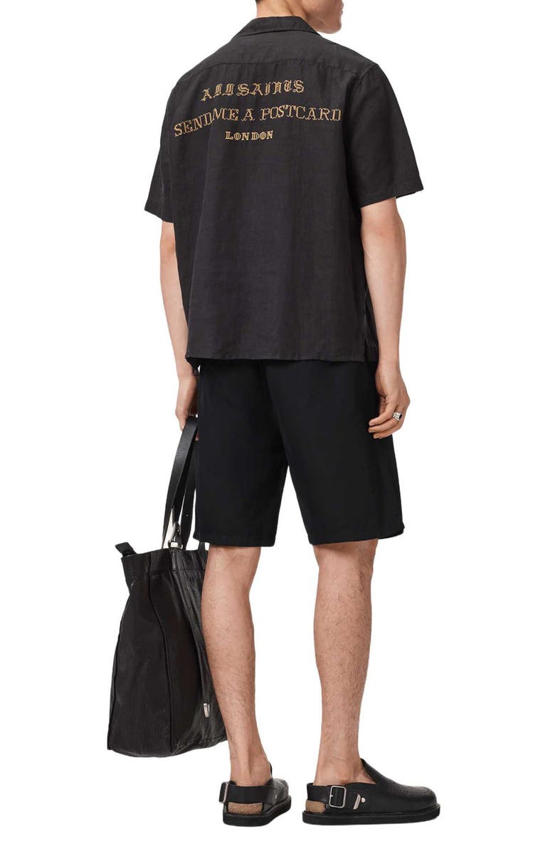 AllSaints Corbett Cotton & Linen Shorts, Alternate, color, Orca Black