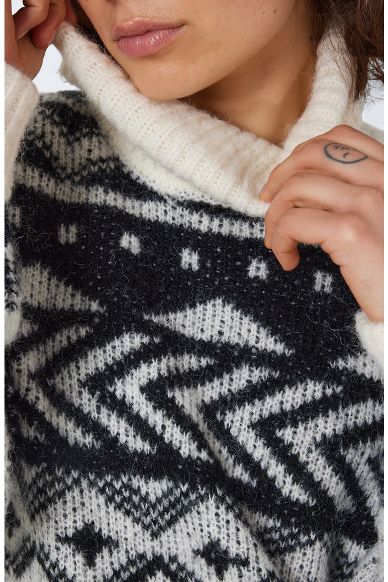 Share Fair Isle Turtleneck Sweater, Alternate, color, EGGNOGPATTERNBLACK