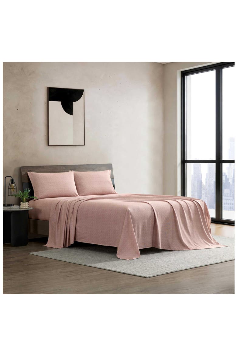 Haze Grid Microfiber Sheet Set, Alternate, color, DUSTY ROSE