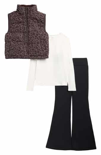 Kids' Keepin' Cozy T-Shirt, Flare Leggings & Quilted Vest Set