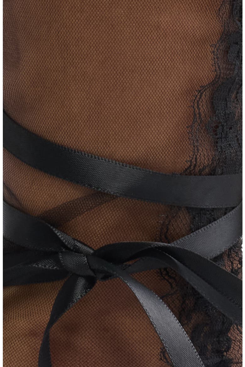 Lace Wrap Tulle Crew Socks, Alternate, color, BLACK
