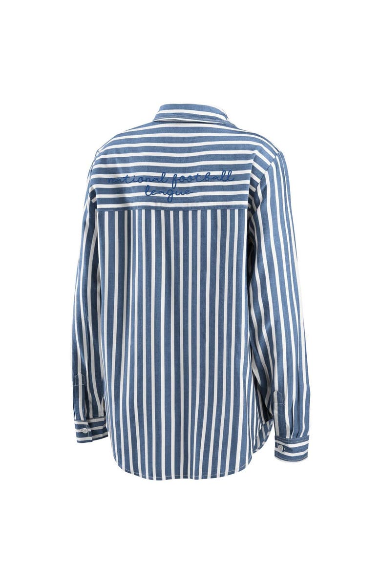 WEAR by Erin Andrews Women's WEAR by Erin Andrews Navy NFL Striped Full-Button Long Sleeve Shirt, Alternate, color, 