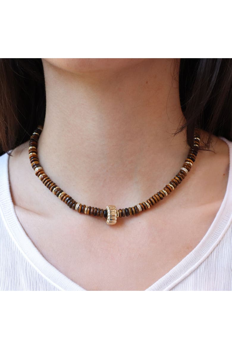 Tigers Eye Bead Rondel Necklace, Alternate, color, Tigers Eye