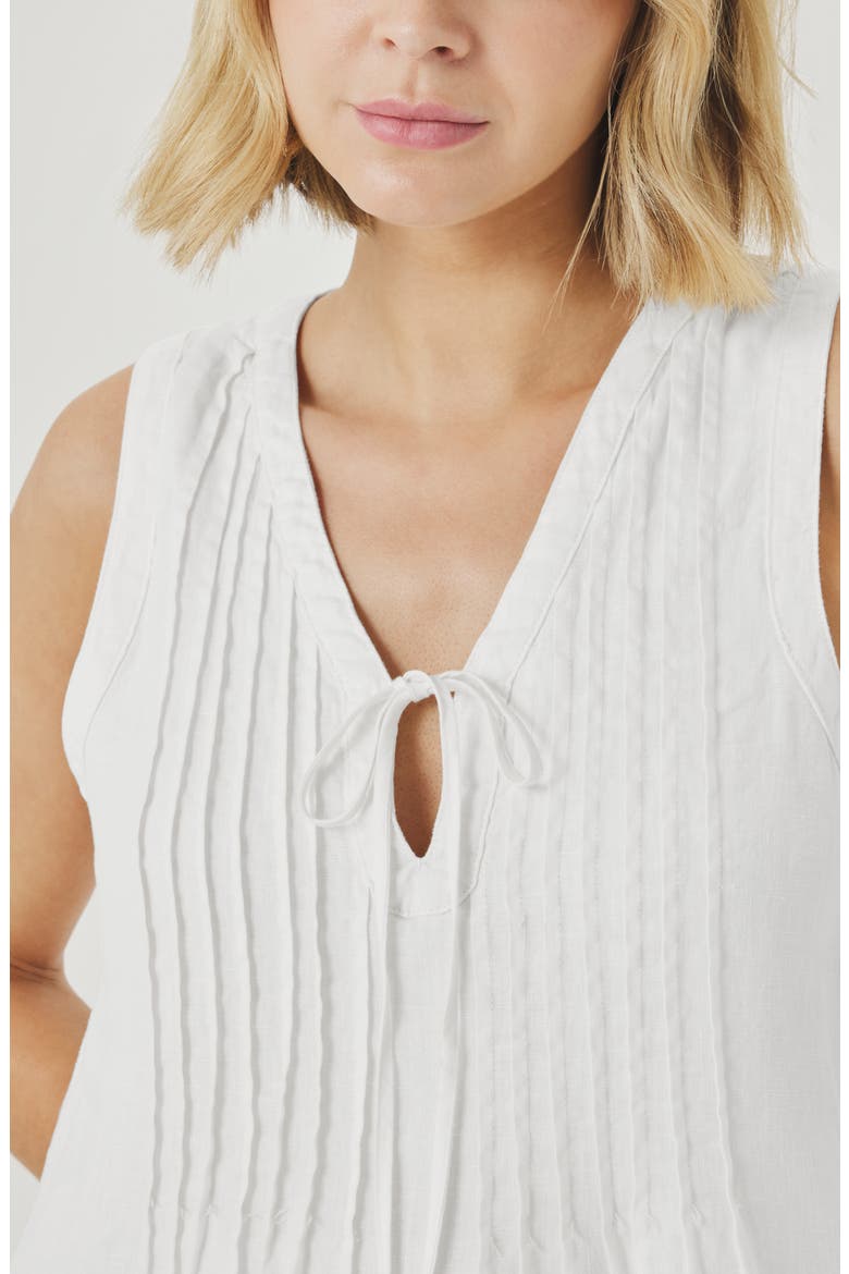 Stella Pintuck Detail Linen Minidress, Alternate, color, WHITE