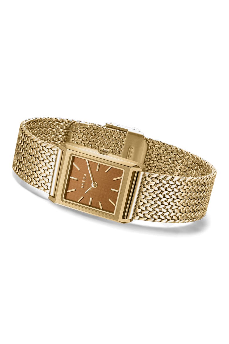 Virgil Tethered Mesh Strap Watch, 20mm, Alternate, color, 18K GOLD
