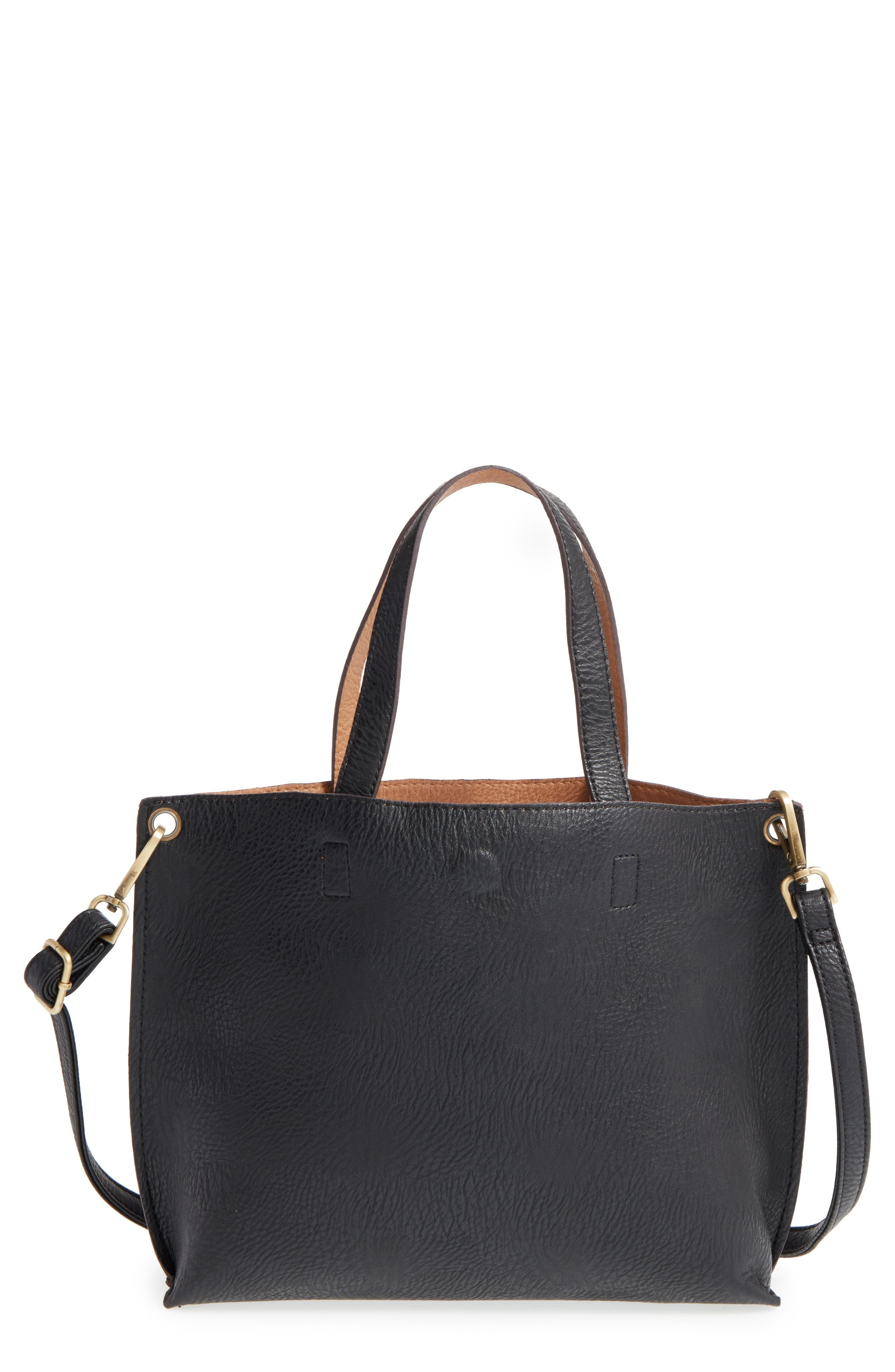 Street Level Reversible Faux Leather Tote, Main, color, 
