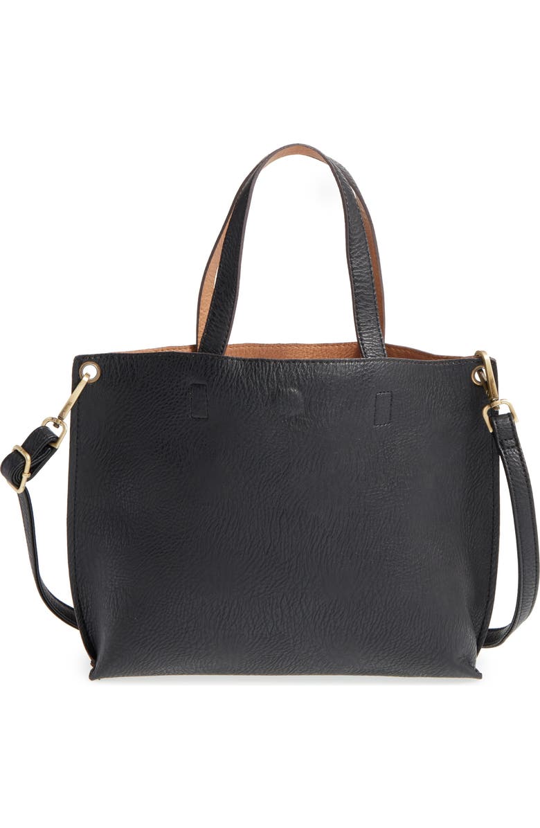 Street Level Reversible Faux Leather Tote, Main, color,