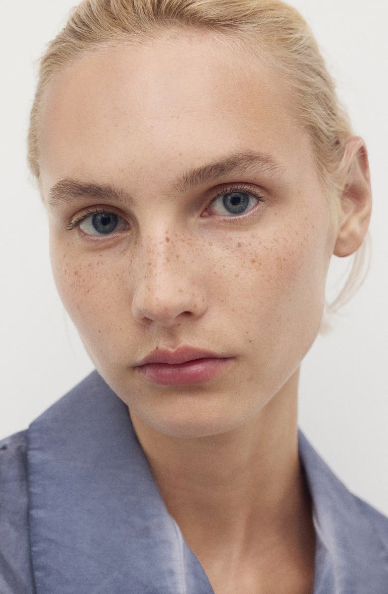 MANGO Garment Dyed Button-Up Shirt, Alternate, color, Ink Blue