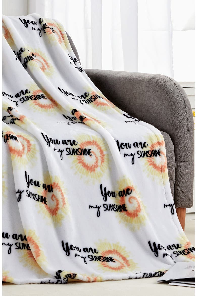 You Are My Sunshine Plush Fleece Throw Blanket, Alternate, color, WHITE MULTI