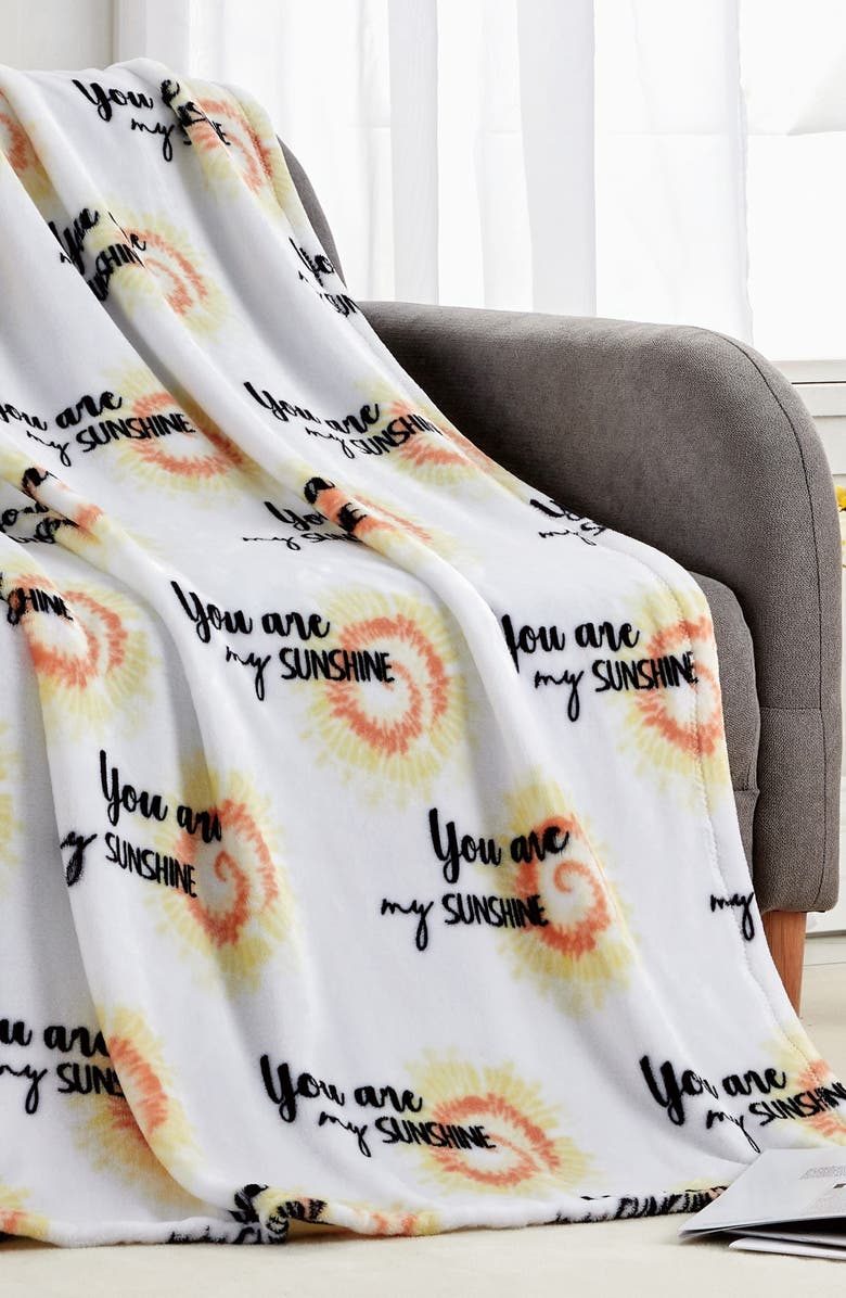 Luxury Home You Are My Sunshine Plush Fleece Throw Blanket, Alternate, color, White Multi